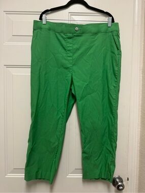 Rafaella Bright Green Cropped Straight-Leg Pants